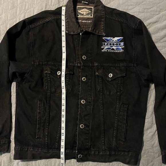 VTG Demin Jean Trucker Jacket Embroidered Rips Bikers Against Diabetes Size M - Picture 9 of 9